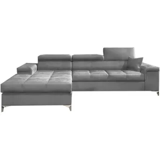 moeblo Ecksofa mit Schlaffunktion mit Bettkasten Sofa Couch L-Form Polstergarnitur Wohnlandschaft Polstersofa mit Ottomane Couchgranitur mit Bettfunktion ... - Hellgrau