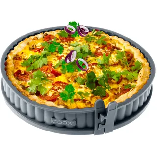 coox Quicheform mit Porzellanboden ⌀ 26 cm in Grau, backen und direkt auf der Porzellanplatte servieren und schneiden, kein Umsetzen nötig