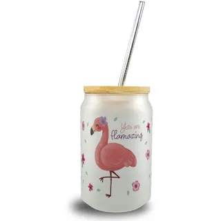 speecheese Trinkglas mit Bambusdeckel Flamingo Spruch Motiv Blumen mit | Bambusdeckel mit You are flamazing ein buntes Glas für dein Lieblingsgetränk rosa tropischen Mädchen flamazing niedliches