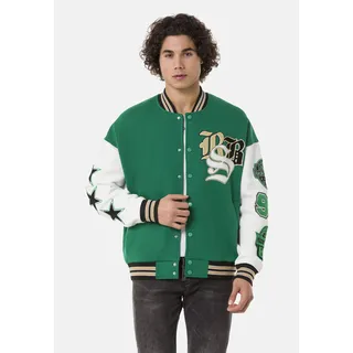 Collegejacke REDBRIDGE "Einburgendanganeda" Gr. L, grün (grün, weiß) Herren Jacken Übergangsjacken mit fein gearbeiteten Patches