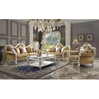 Xlmoebel Wohnzimmer-Set Klassische Sofa Garnitur 3+2+1 Sitzer Couch Leder 3tlg. Set Barock, (3-St., 3+2+1 Sitzer), Hergestellt in Europa gelb