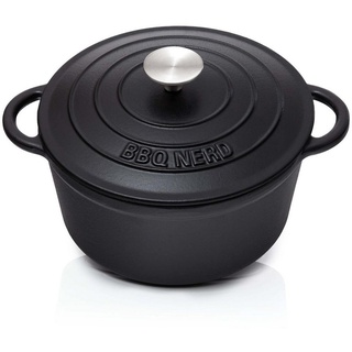 BBQ Nerd Bräter, Gusseisen, Bräter Deckel Bratentopf Kochtopf Gusseisentopf 4 l