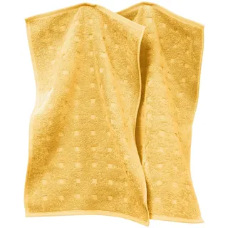 Möve Gästetuch Quadretti 2er-Pack Walk-Frottier gelb Größe 30x50 cm