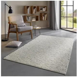 TaraCarpet Wollteppich TaraCarpet Fjord, rechteckig, Höhe: 10 mm, Handwebteppich Schurwolle hell-grau Wohnzimmer Schlafzimmer 250x300 cm grau 250 cm x 300 cm x 10 mm