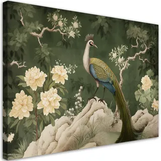 Feeby Leinwandbild, Grün, Textil, Tiere, Rechteckig, 120x80 cm, Bilder und Zubehör, Wandbilder, Leinwandbilder