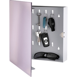bonsport Schlüsselkasten mit Glasmagnettafel, 33 x 33 x 6,8 cm inkl. 6 Magneten