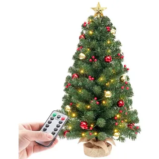 Yorbay Künstlicher Weihnachtsbaum Mini Weihnachtsbaum mit warmweiß LEDs, 8 Licht Modi, Batterie betrieben, für Weihnachten, Advent, künstlich, Geschmückt 70 cm