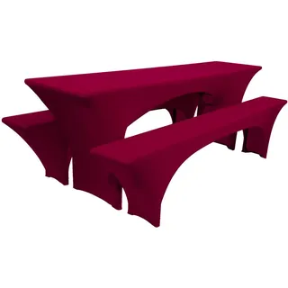 Beautissu Biertischhusse, 70cm Stretch Bordeaux 3tlg