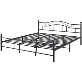 [en.casa] Metallbett, Schwarz Metall, 180x200 cm,