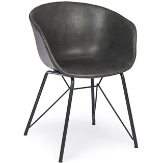 BIZZOTTO Esszimmerstuhl Warhol aus Kunstleder und Metall, modern, anthrazit-schwarz, komfortable Sitzhöhe