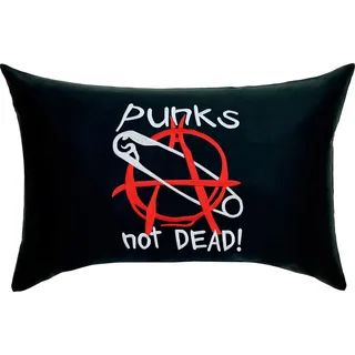 Punks not Dead Dekokissen mit Stickerei | lustige Wohnzimmer Dekoration Kissen mit Füllung Rocker Autokissen Punk Kissen Bestickt Polsterüberzug Biker Geschenk | schwarz | 40x60cm