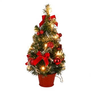 40 cm Tisch-Weihnachtsbaum Mini Pines Cones Künstlicher Weihnachtsbaum für Tisch-Deko-Party-Dekoration Organizer Stifte Metall Schwarz (Red, One Size)