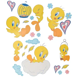 alles-meine.de GmbH 25 TLG. Set XL Wandtattoo Looney Tunes Baby - Wandsticker Vogel Tweety/Babymotiv Babys Aufkleber Wandaufkleber - selbstklebend für Wohnzimmer und Kinderzimm..