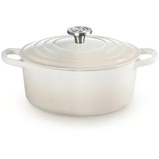 LE CREUSET Bräter Runder Bräter 26cm Meringue Gusseisen - Signature weiß