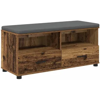 vidaXL Flurbank mit Kissen mit Schubladen 100 x 38 x 46 cm Altholz