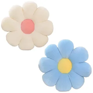 Blumenkissen, Dekoratives, Blumenförmiges Kissen, Florales Bodenkissen, Sitzkissen, Weiches Und Niedliches Kissen Fürs Schlafzimmer – 40 X 40 Cm – Weiß Und Rosa