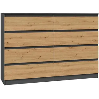 CDF Kommode mit 8 Schubladen 138 x 97 x 40 cm Anthrazit / Artisan-Eiche