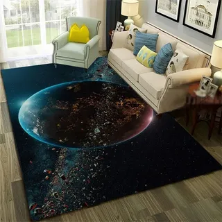 HAN MAN XIU 3D-Weltall Galaxie Planeten Sterne Teppich Wohnzimmer Schlafzimmer Sofa Bad rutschfeste Bodenmatte