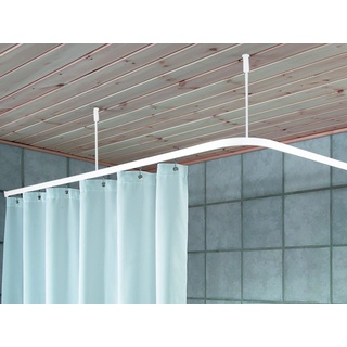 Hayrets Duschvorhangstange komplettset mit Duschvorhang,Ringen und Deckenhalterung Duschvorhangstangen-Set