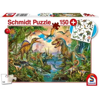 Schmidt Spiele - Wilde Dinos, 150 Teile, mit Add-on, Tattoos Dinosaurier