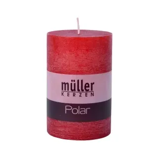 Müller Kerzen Polar Stumpenkerzen 120/78mm, Raureif-Effekt 5461207844 , 1 Packung = 4 Stück, rot