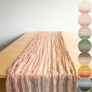 Halbach Tischläufer mit Farbverlauf, 70 cm x 300 cm, rosa/Natur/Hellbraun | Waschbares Tischtuch in Baumwoll-Optik mit Farbverlauf, waschbar bei 30 Grad, für Hochzeiten, Geburtstage und Tischdekoration