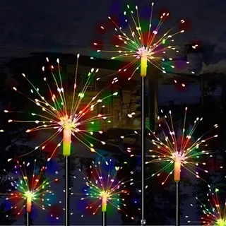 Mixtooltoys Lichterkette, Solar Feuerwerk Lichtkette Lichter wasserdicht Weihnachtslichterkette 90leds Beleuchtungseffekt Ideal für Weihnachten Dekoration (2 Stück Farbig)