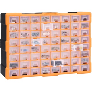 Atlojoys Multi-Schubladen, Sortimentsschrank, Sortimentskasten, Kleinteilemagazin, Aufbewahrungsbox, Organizer mit 64 Schubladen, Sortimentskasten, Kleinteilemagazin, Aufbewahrungsbox, 52x16x37,5 cm