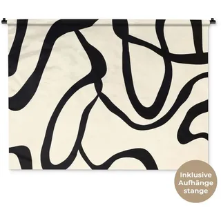 MuchoWow Wandteppich Abstrakt - Linien - Modern - Beige, Rechteckig, Höhe: 3 mm, Wanddeko Teppich Wohnzimmer, Schlafzimmer, 120x90 cm Rechteckig | 120 cm x 90 cm x 3 mm