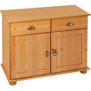 IDIMEX Kommode Colmar 90cm breit, Gebeizt – schmales Sideboard im Landhausstil, 2 Türen und 2 Schubladen, Kiefer Massivholz, Muschelgriffe aus Metall, ideal für Flur, Wohnzimmer oder Küche