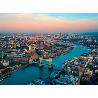 Papermoon Fototapete London Skyline, glatt bunt 2 m x 1,49 m