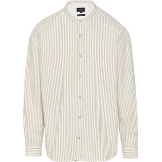 Regular Fit: Stehkragenhemd aus gestreiftem Oxford - beige|weiß - S