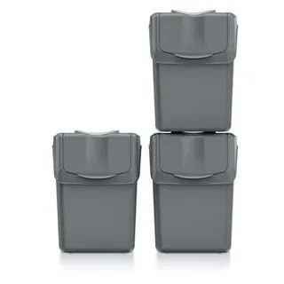 Prosperplast Mülleimer Sortibox, stone grey, aus Kunststoff, 3x 20 Liter