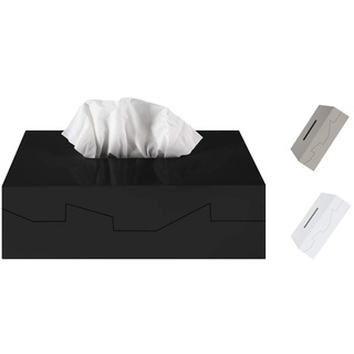Spirella Kosmetiktücherbox - Box für Kosmetiktücher - Taschentuchbox - Kosmetikbox als Spender oder Halter - Taschentuchspender - Tücherbox ABS 24.8 x 12.8 x 8 cm Schwarz