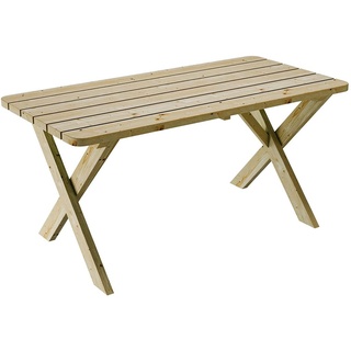 Gartentisch aus Kiefernholz 120 cm breit Holztisch stabil rustikal Gartenmöbel Kiefer massiv Imprägniert