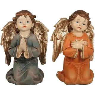 FADEDA 2X Engel kniend/Höhe:14 cm/handbemalt/detailgetreue Krippen Figuren - Weihnachten Tisch Dekoration Krippe Zubehör