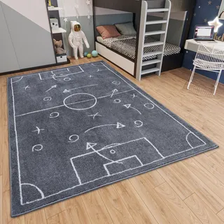 HANSE HOME Kinderteppich HANSE HOME "Adventures Gameplan", grau, B:160cm H:7mm L:235cm, Polypropylen, Teppiche, Kinderteppich, Spielteppich, fest, Kinderzimmer, Fußball, Spielunterlage