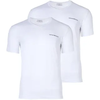 Emporio Armani T-Shirt, 2er Pack - CORE LOGOBAND, V-Neck, Regular Fit, Stretch Cotton Weiß XL