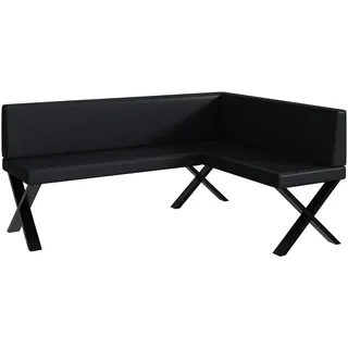 MEBLINI Eckbank für Esszimmer - Küchenbank - Essecke - Sitzecke Küche - Toni - X-Beine 128x168x87cm Rechts - Schwarz Kunstleder