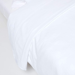 HOMESCAPES Leinen Betttuch ohne Gummizug weiß 270x300 cm, Halbleinen Bettlaken aus 60% Leinen und 40% Baumwolle