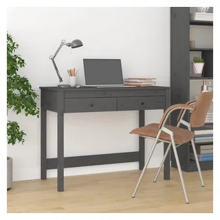 vidaXL Schreibtisch Schreibtisch mit Schubladen Grau 100x50x78 cm Massivholz Kiefer grau