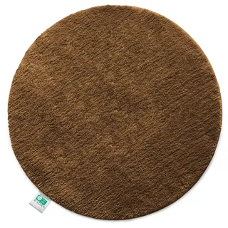 Floordirekt Badematte Sky Soft | Eckig & Rund | Badezimmerteppich | Extra flauschig | rutschfest & Schnell trocknend | Viele Farben & Größen (Rund | Ø 120 cm, Braun)