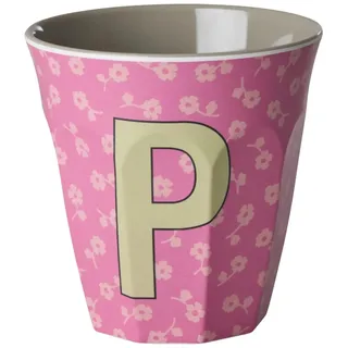 RICE Buchstaben-Becher mit Blumen Medium, P