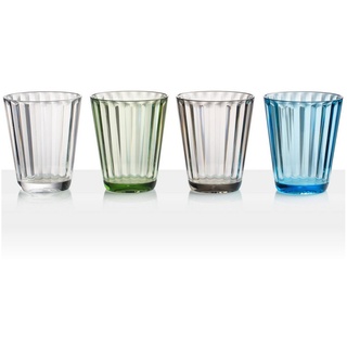 BRUNNER Glas Camping Glas 4er Set Trinkglas Jazz, 100% Polycarbonat, Reise Wasser Gläser Bruchfest 300 ml bunt
