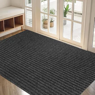 XUCHOU Fussmatte Aussen 120 x 150 cm Schmutzfangmatte rutschfest, Waschbar & Wetterfest Schmutzfangmatte Außen für Innen & Außen, Schwarz
