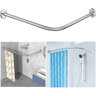Coradoma Duschvorhangstange U / L Form 90-130cm Winkelstange halbrund Dusche, ausziehbar, Duschstange