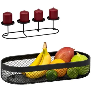 eluno Adventskranz Obstkorb 2in1 im Mesh-Design inklusive Kerzenhalter