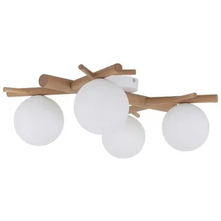 Licht-Erlebnisse Deckenleuchte GELYO, ohne Leuchtmittel, Glas Metall 70 cm breit Weiß Kiefer G9 4-flammig Kugel Schirm bunt