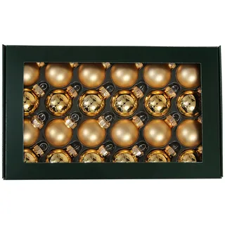Kleine Baumkugeln aus Glas Ø 2 cm/2,5 cm/3 cm - Christbaumkugeln Baumschmuck Christbaumschmuck Weihnachtsbaumschmuck Weihnachtsbaumkugeln (Gold (Matt + Glanz) 24 Stück, 2,5 cm)