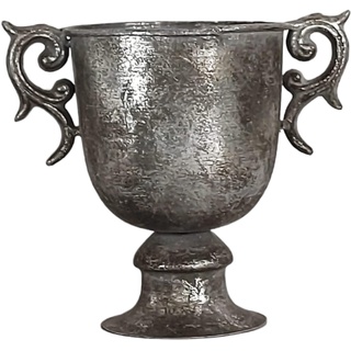 Pokal Amphore Dekovase Vase Blumenvase Antik Metall Vintage Deko Retro Design (LN18-3 Silber)